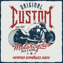 Cargar imagen en el visor de la galería, ORIGINAL CUSTOM - "Moteros Españoles en Suiza"